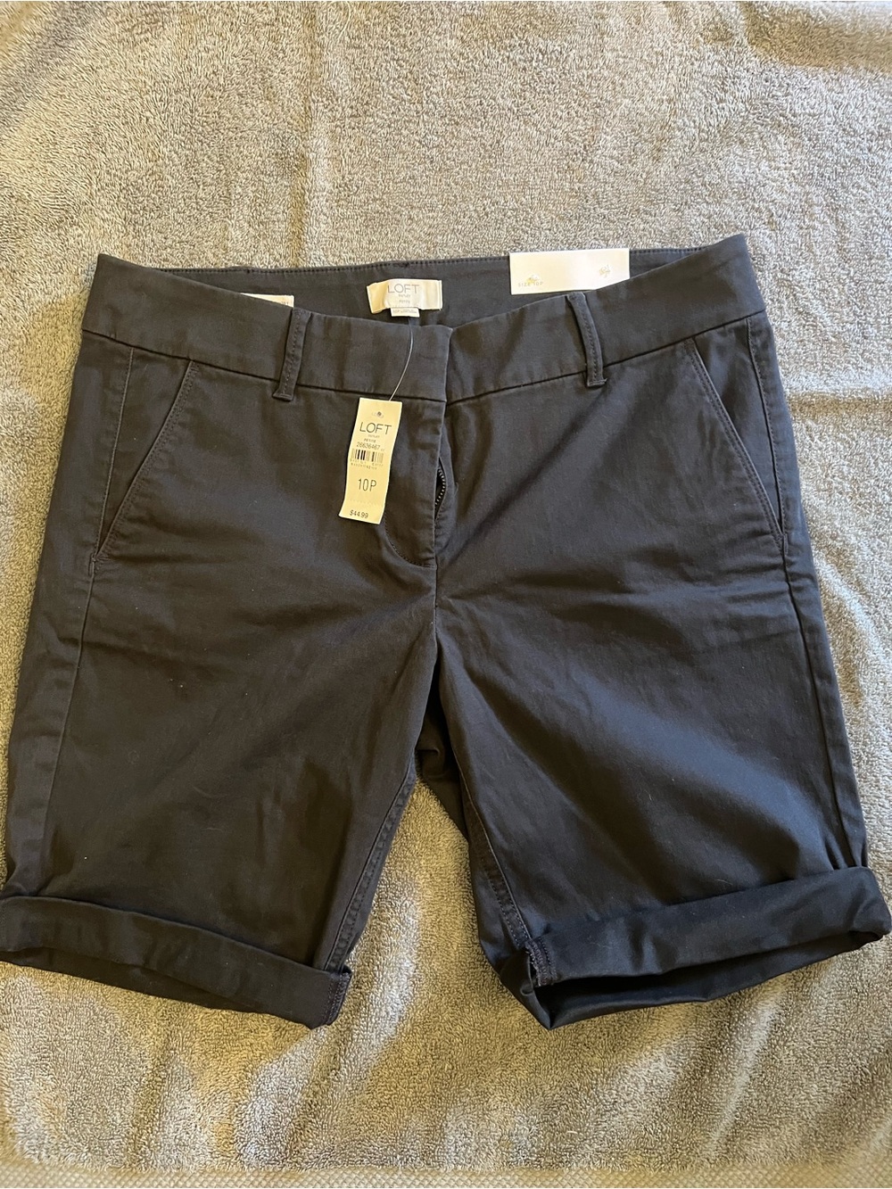 LOFT Navy Roll-Cuff Bermuda Shorts